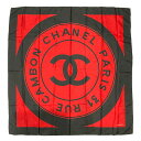 【中古B/標準】CHANEL シャネル スカーフ レア 希少 ココマーク カンボン ラウンド バイカラー タグ付 ヴィンテージ ユニセックス レッド×ブラック 20412715