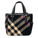 【中古B/標準】BURBERRY バーバリー ハンドバッグ チェック ツイード サイドポケット レディース ブラック 20453729