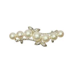 【中古B/標準】MIKIMOTO ミキモト K14WG帯留め リーフモチーフ 真珠 アコヤパール 5.7mm～7.3mm レディース 20457778