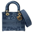 【中古AB/使用感小】Christian Dior クリスチャンディオール ハンドバッグ レディディオール ミディアム デニム フラワー エンブロイダリー レディース 20459333