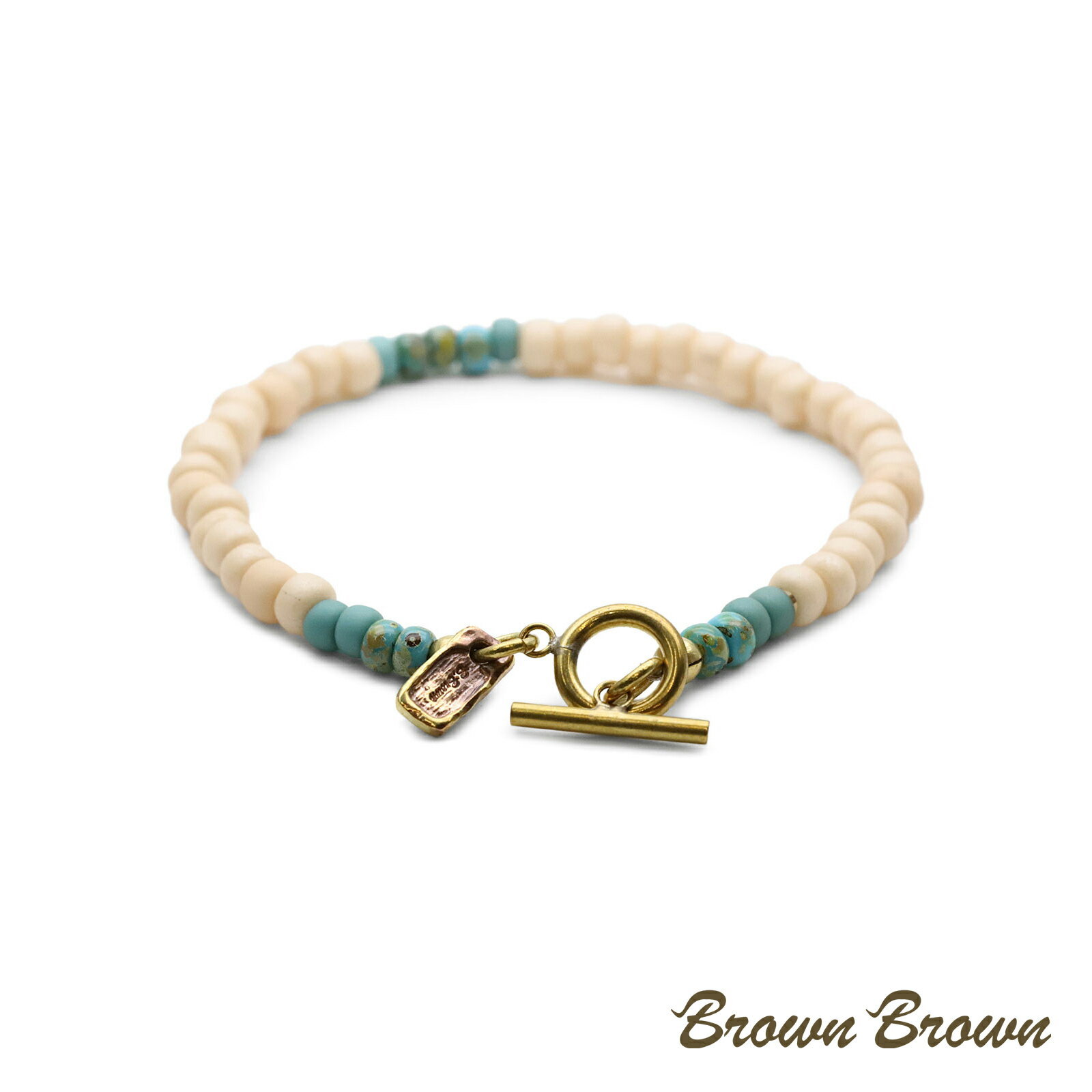 BrownBrown ブラウンブラウン 【 ガラスビーズ ブレスレット ( WHITE ) [ BBL-1298 ]】[ 正規品 ] ホワイトビーズブレスレット シンプル 白 おしゃれ プレゼント ユニセックス ギフト ペア メンズ レディース 人気 ブランド おしゃれ プチギフト