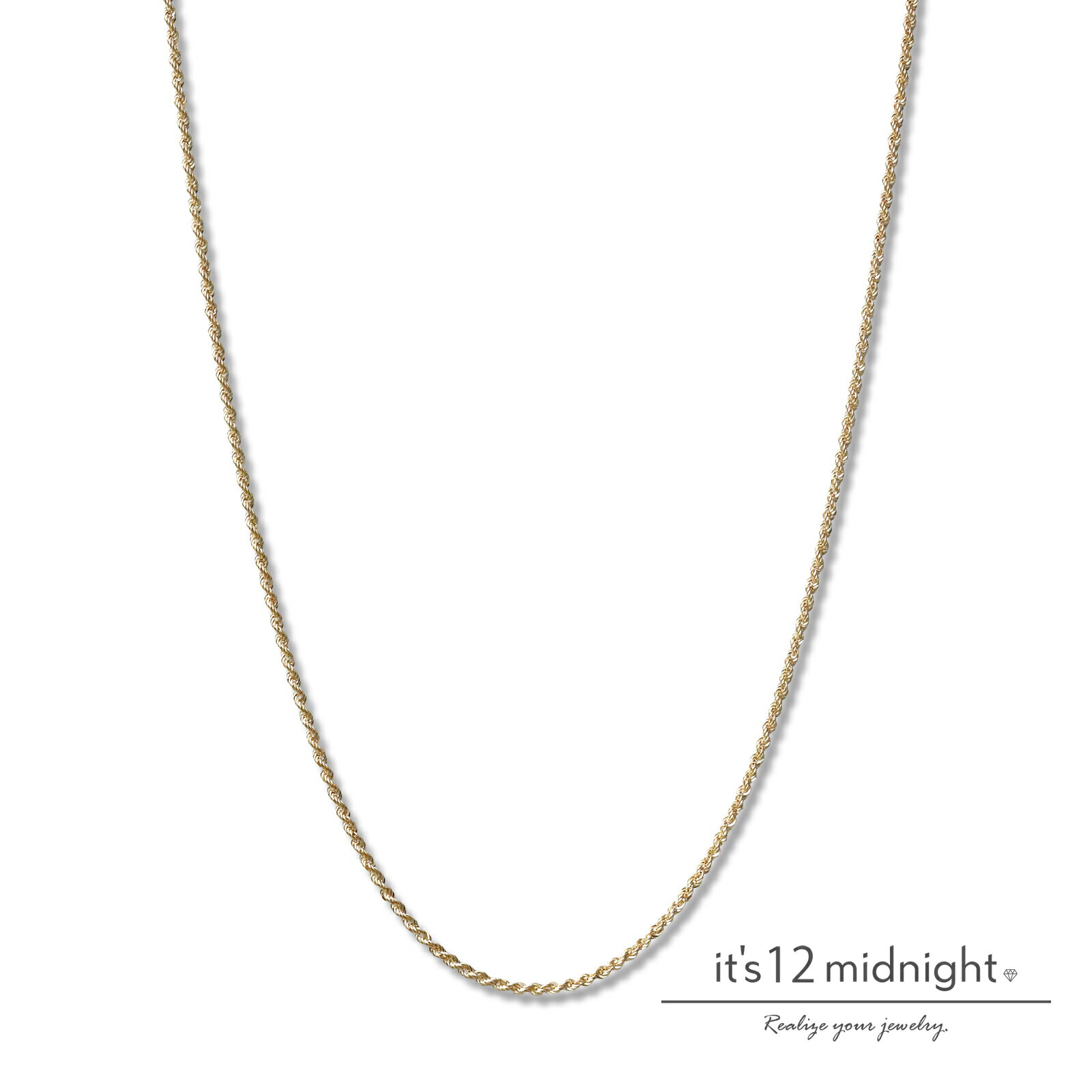 it's 12 midnight イッツ トゥエルヴ ミッドナイト 【 K10 Gold Rope Chain Necklace 50cm [ DL-N025-K10 ] ゴールド ロープ チェーン ネックレス 】[ 正規品 ] 10金 シンプル プレゼント メンズ レディース ユニセックス 人気 おしゃれ カジュアル おすすめ 【 送料無料 】