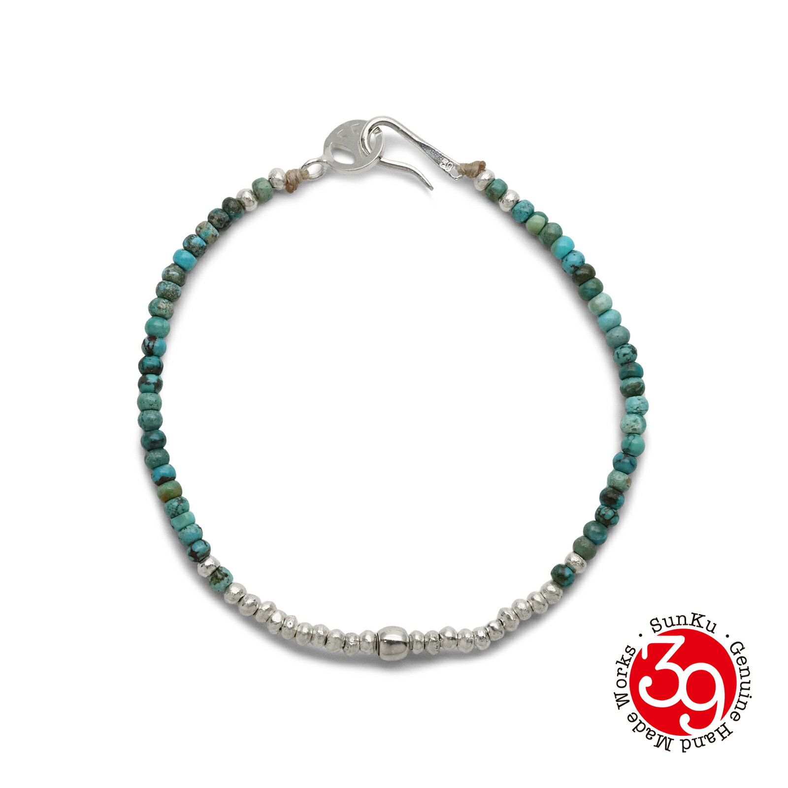 SunKu  39  Turquoise & Silver Peace Hook Bracelet [ SK-340-TUQ ]  С ...
