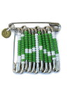 SunKu サンク 39 【 SAFETY PIN BADGE PEACE (GREEN / WHITE) / セーフティー ピン バッジ ピース(グリーン / ホワイト) 】[ 正規品 ] ビーズ ブローチ ブラスゴールド 真鍮 銀 金 緑 白 ペア プレゼント ギフト ユニセックス メンズ レディース