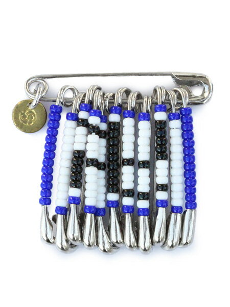 SunKu サンク 39 【 SAFETY PIN BADGE SWASTIKA / セーフティー ピン バッジ スワスティカ 】[ 正規品 ] ビーズ ブローチ ラッキー 幸運 卍 まんじ ブラスゴールド 真鍮 銀 金 青 黒 白 ペア プレゼント ギフト ユニセックス メンズ レディース