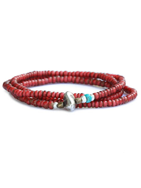 SunKu サンク 39 【 Antique beads necklace&bracelet アンティーク ビーズ ネックレス & ブレスレット 3連 [ SK-204 ]】[ 正規品 ] 2WAY ホワイトハート シルバー ブラス ターコイズ プレゼント ユニセックス メンズ レディース 【 送料無料 】