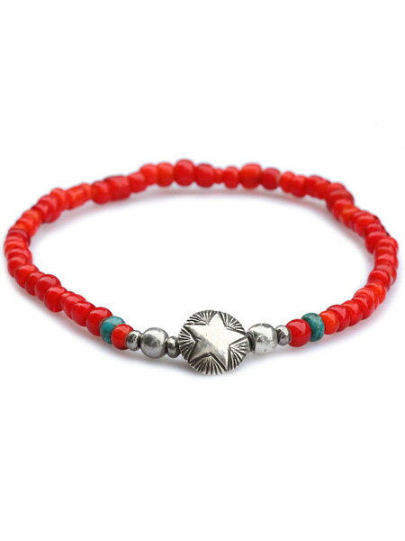 SunKu サンク 39 【 STAR CONCHA BEADS BRACELET RED / スターコンチョ ブレスレット レッド [ SK-207-RED ...