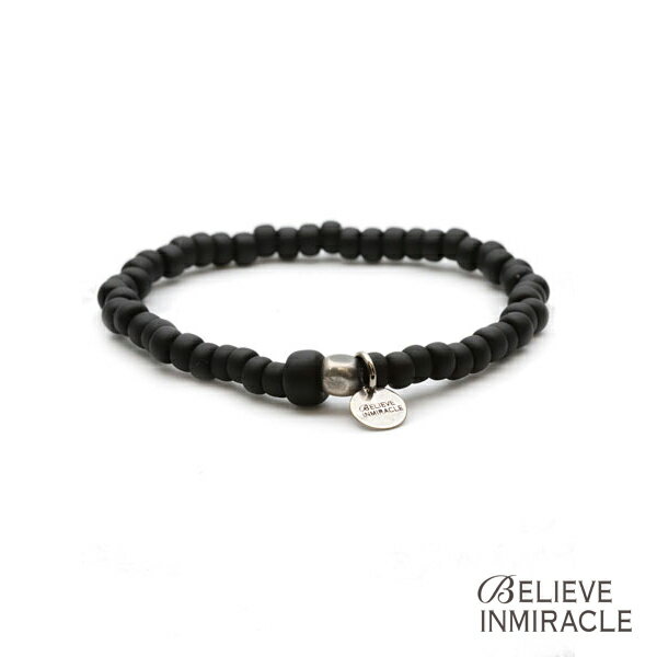BELIEVEINMIRACLE ビリーブインミラクル 【 BZ BRACE ( ブラック ) ビーズ ブレスレット 】[ 正規品 ] ガラスビーズ フリーサイズ 黒 シルバーカラー チャーム タグ ペア プレゼント ユニセックス メンズ レディース 人気 ブランド おしゃれ