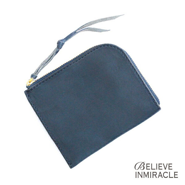 BELIEVEINMIRACLE ビリーブインミラクル 【 NEW MINI WALLET ミニウォレット( ネイビー ) 】[ 正規品 ] イタリアンレザー ミニ財布 小銭入れ カードケース シンプル 高級ヌメ革 紺 プレゼント ユニセックス メンズ レディース