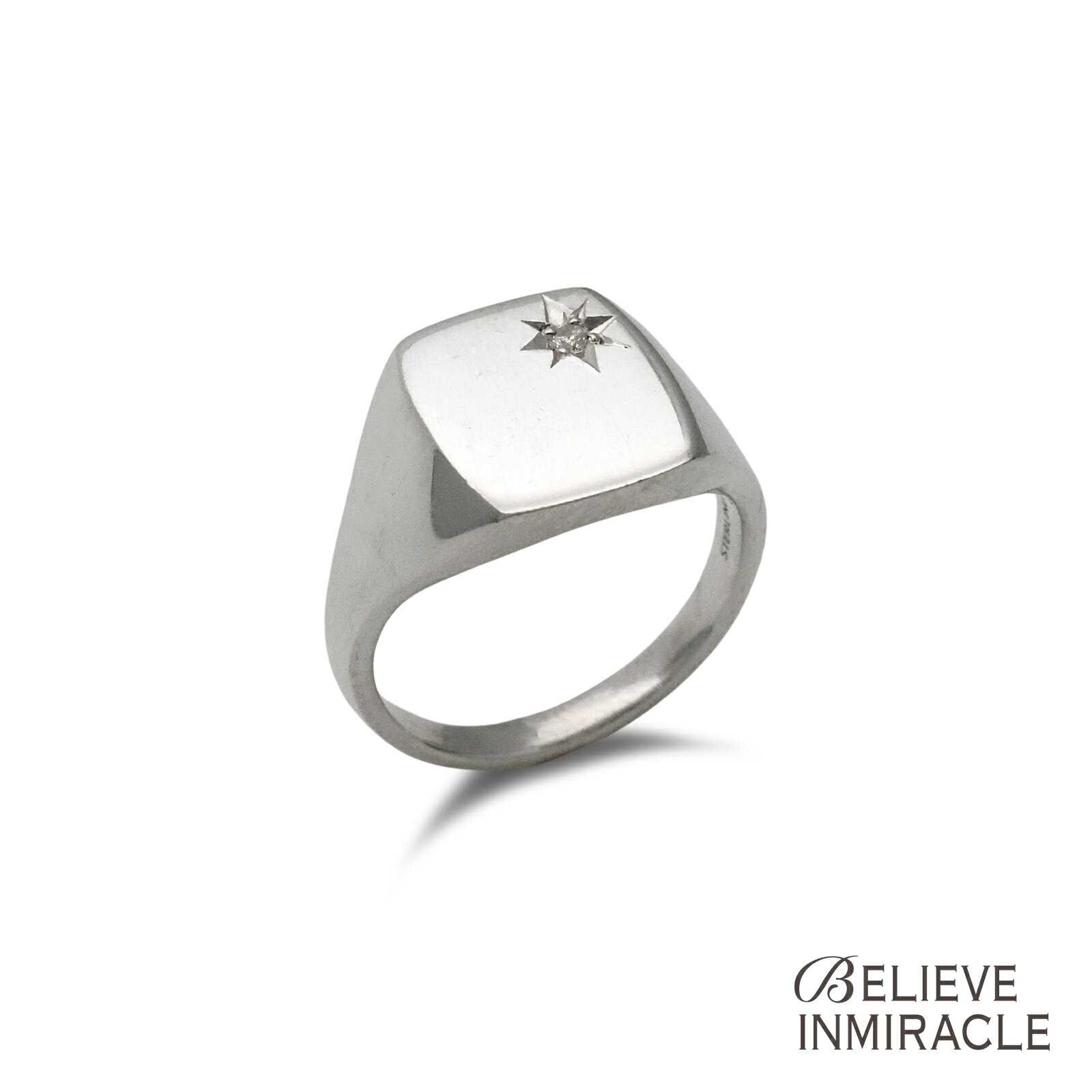 樂天商城 - BELIEVEINMIRACLE ビリーブインミラクル 【 SIGNET RING DIAMOND シグネット リング ダイヤモンド 】[ 正規品 ] 指輪 ピンキー シルバー 銀 925 ペア プレゼント ユニセックス メンズ レディース 二宮こずえ着用モデル 人気 ブランド おしゃれ 【 送料無料 】