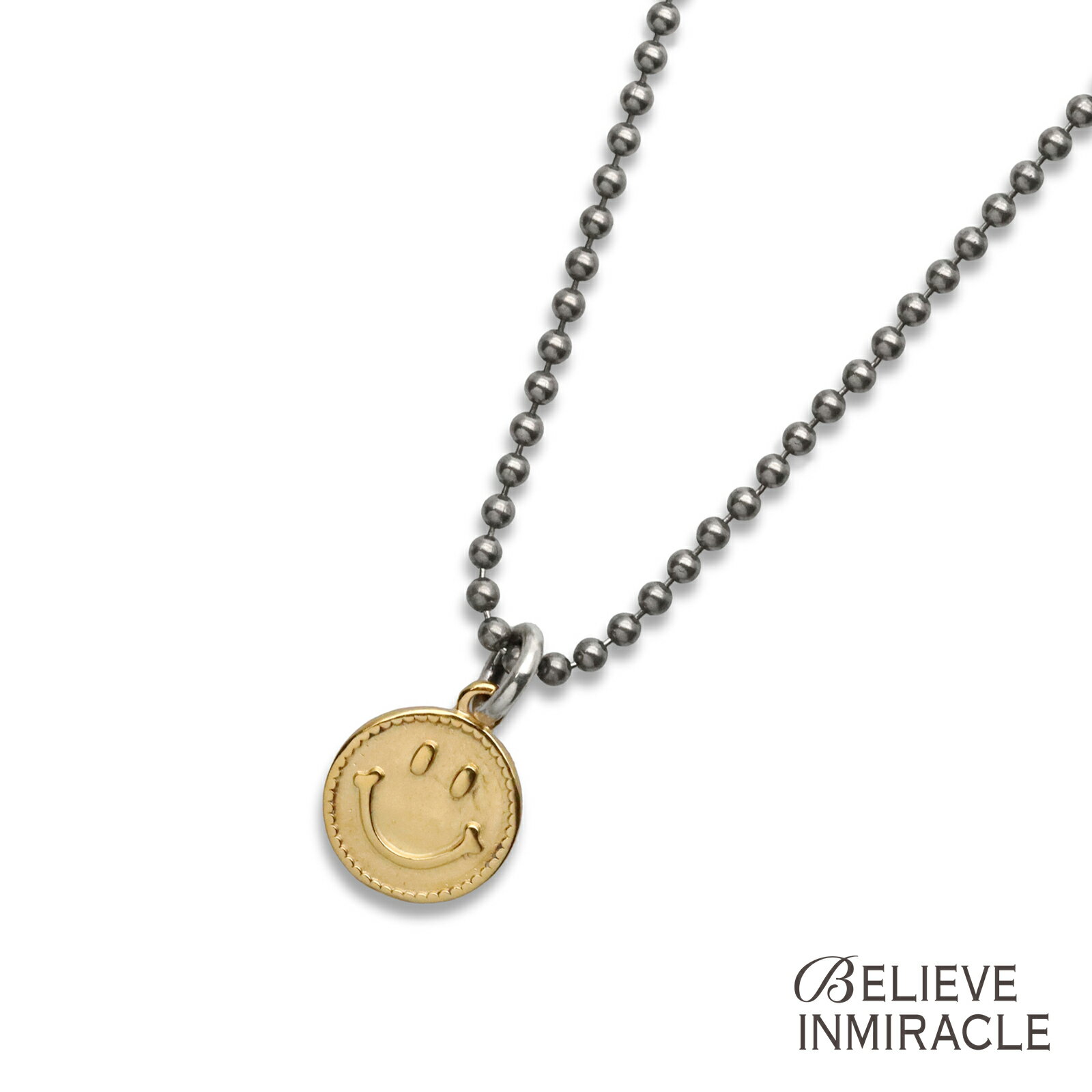 Rakuten - BELIEVEINMIRACLE ビリーブインミラクル 【 K18GP NC ( SMILE ) スマイル ネックレス 】[ 正規品 ] ペンダント ニコちゃん スマイリーフェイス シルバー 金色 銀 925 ゴールドカラー ペア プレゼント ユニセックス メンズ レディース 人気 ブランド おしゃれ 【 送料無料 】
