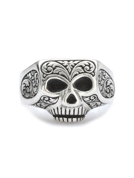 Flash Point フラッシュポイント 【 JIM SKULL ENGRAVED ジムスカル エングレイブド [C531] 】[ 正規品 ] スカル リング アラベスク タトゥー シルバー925 銀 ペア プレゼント ギフト ユニセックス メンズ レディース 【 送料無料 】