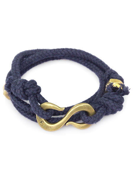 GILES & BROTHER ジャイルス アンド ブラザー 【 Solid Rope S Hook Wrap Bracelet Navy / ソリッド ロープ...