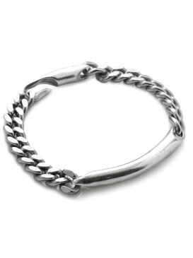 GILES & BROTHER ジャイルス アンド ブラザー 【 ID Chain Bracelet( Silver Ox ) アイディー チェーンブレスレット シルバー オキシダイド 】[ 正規品 ] ブレスレット ヴィンテージ 真鍮 喜平 銀 ペア プレゼント メンズ レディース 【 送料無料 】