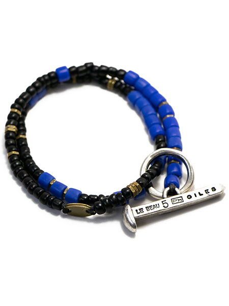 GILES & BROTHER ジャイルス アンド ブラザー 【 Beaded Railroad Spike Wrap Bracelet Blue And Bl...