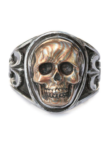 Lee Downey リーダウニー Sculpted Skull Ring - Mokumekin (木目金) / スカル リング 指輪 ドクロ シルバー メンズ レディース 【 送料無料 】