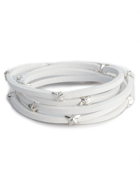 TOMASZ DONOCIK g[}X hm`bN   SILVER LEATHER STAR BRACELET (5WRAP   WHITE LEATHER)   [ BLT3 SL 5WRAP_WHT ] Vo[U[X^[uXbg  [ Ki ] bv 5A 6A zCg v  Y fB[X      