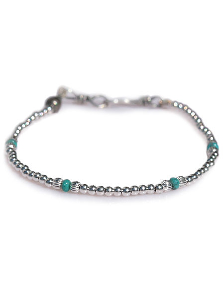 SunKu サンク 39 【 Small Beads Bracelet (Turquoise) / [ SK-119 ] 】[ 正規品 ] スモールビーズブレスレット シルバー ターコイズ グリーン 緑 銀 天然石 宝石 メンズ レディース 【 送料無料 】