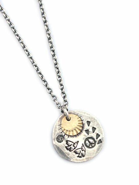 SunKu サンク 39 【 Love & Peace Plate Necklace / [ SK-017 ] 】[ 正規品 ] ラブ ピース プレート ネックレス ペンダント 目黒蓮 シルバー ゴールド バード アニマル ハート 18K 愛 平和 鳥 動物 金 緑 銀 メンズ レディース 【 送料無料 】