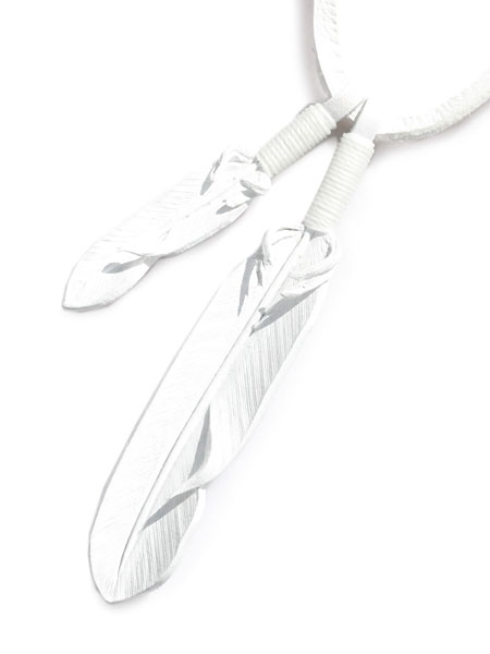 ROOSTERKING & CO. ルースターキング&カンパニー 【 White Lacing Leather Feather Necklace (White) レザーフェザーネックレス ホワイト 】[ 正規品 ] ペンダント ディアスキン インディアン ビーズ ブラック 紐 白 メンズ レディース 【 送料無料 】