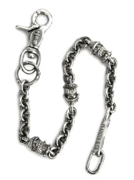 PEANUTS&CO.（ピーナッツ&カンパニー）BULL WALLET CHAIN ALL SILVER × DIAMOND / ブルドッグ ウォレットチェーン オール シルバー ダイヤモンド オーバル フック ナスカン キャプテン アドルフ コルネオ ホワイト クリアー 白 銀 天然 宝石 犬 動物 メンズ【送料無料】