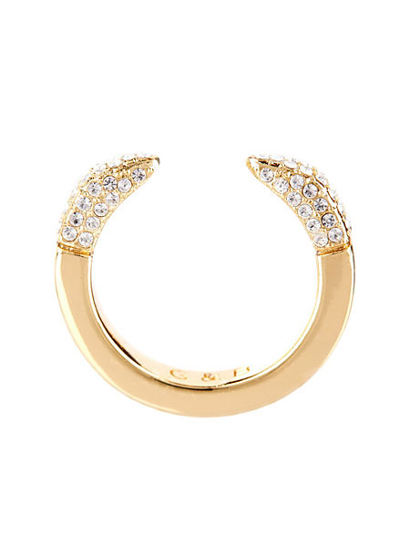 GILES & BROTHER ジャイルス アンド ブラザー 【 Double Spike Ring ダブル スパイク リング 】[ 正規品 ] 14K ゴールド 指輪 クリスタル パヴェ ラグジュアリー 金 ブラス 真鍮 コーティング メンズ レディース 【 送料無料 】