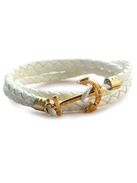 KIEL JAMES PATRICK キール ジェイムス パトリック 【 WHITE CORAL BEACH BRACELET (ホワイト) コーラルビーチブレスレット 】[ 正規品 ] 3連ラップ アンカー イカリ レザー ロープ 革 白 海 ゴールド 金 プレゼント ユニセックス メンズ レディース