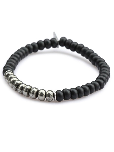 M.Cohen エムコーエン 【 TEMPLAR STACKED MATTE BLACK BEADS WITH GEMSTONE ACCENTS [ B-103544-SLV-PYR ] マットブラック ビーズ ジェムストーン アクセンツ 】[ 正規品 ] ブレスレット シルバー 銀 天然石 黒 925 メンズ レディース 【 送料無料 】