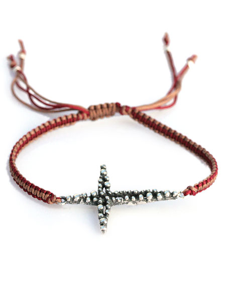 チャンルー ブレスレット メンズ Chan Luu チャンルー 【 LARGE CROSS BRACELET (Red Mix) / ラージ クロス ブレスレット レッド ミックス 】[ 正規品 ] 十字架 スターリングシルバー 赤 銀 925 ペア プレゼント ギフト ユニセックス メンズ レディース 人気 ブランド 【 送料無料 】