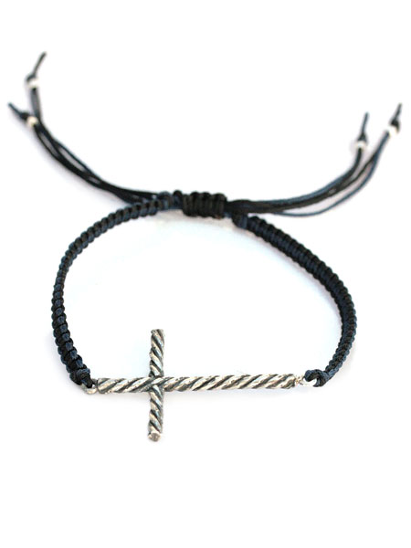 チャンルー ブレスレット メンズ Chan Luu チャンルー 【 LARGE CROSS BRACELET (Navy Mix) / ラージ クロス ブレスレット ネイビー ミックス 】[ 正規品 ] 十字架 スターリングシルバー ツイスト 紺 銀 925 ペア プレゼント ギフト ユニセックス メンズ レディース 【 送料無料 】