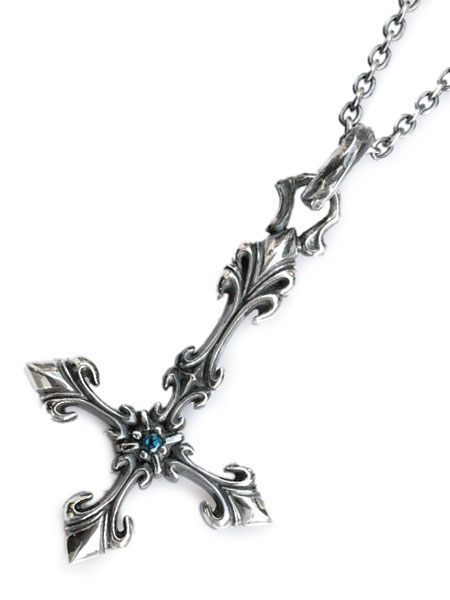 FUNKOUTS ファンクアウツ 【 Inverted Cross Necklace TL / インバーティド クロス ネックレス 】[ 正規品 ] ペンダント ネックレスチェーン 十字架 ブルー トパーズ 宝石 青色 水色 シルバー925 ペア プレゼント メンズ レディース 人気 ブランド おしゃれ 【 送料無料 】