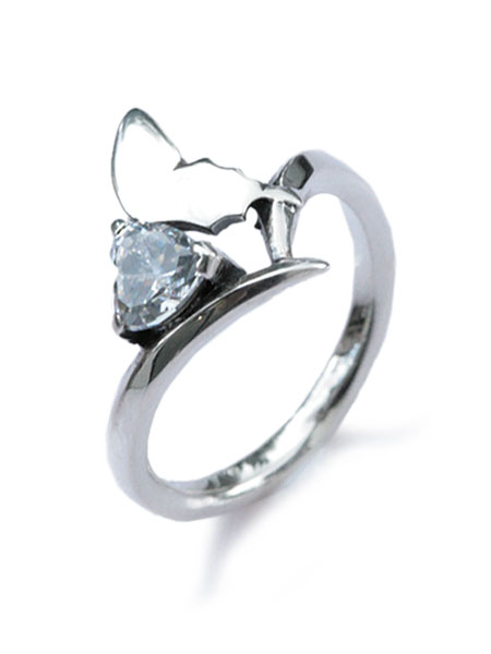 FUNKOUTS ファンクアウツ 【 ハート ストーン アゲハ リング クリア [ FAR-038 ]】[ 正規品 ] 指輪 シルバー925 蝶 昆虫 バタフライ キュービックジルコニア 銀 シルエット 可愛い かわいい 透明 ペア プレゼント メンズ レディース 人気 ブランド おしゃれ 【 送料無料 】