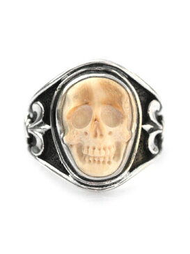 【※ポイント5倍※】Lee Downey（リーダウニー）【Sculpted Skull Ring - Mammoth Ivory / スカル リング】[正規品]（指輪/マンモス/化石/ドクロ/髑髏/スターリングシルバー/銀/925/ペア/プレゼント/ギフト/ユニセックス/メンズ/レディース）【送料無料】