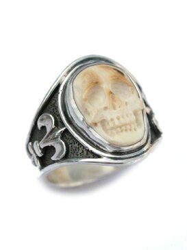 【※ポイント5倍※】Lee Downey（リーダウニー）【Sculpted Skull Ring - Mammoth Ivory / スカル リング】[正規品]（指輪/マンモス/化石/ドクロ/髑髏/スターリングシルバー/銀/925/ペア/プレゼント/ギフト/ユニセックス/メンズ/レディース）【送料無料】