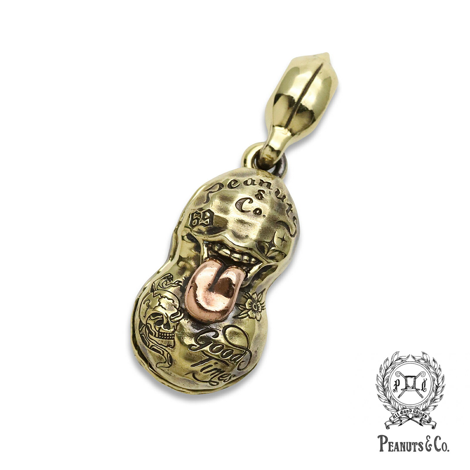 PEANUTS&CO. ピーナッツカンパニー 【 BERO TATTOO PEANUTS ( slide ) Brass × Copper M Size ベロ タトゥー ピーナッツ スライド ( ブラス × カッパー )】[ 正規品 ] ペンダントトップ キーチャーム 刺青 プレゼント メンズ レディース 人気 ブランド 【 送料無料 】