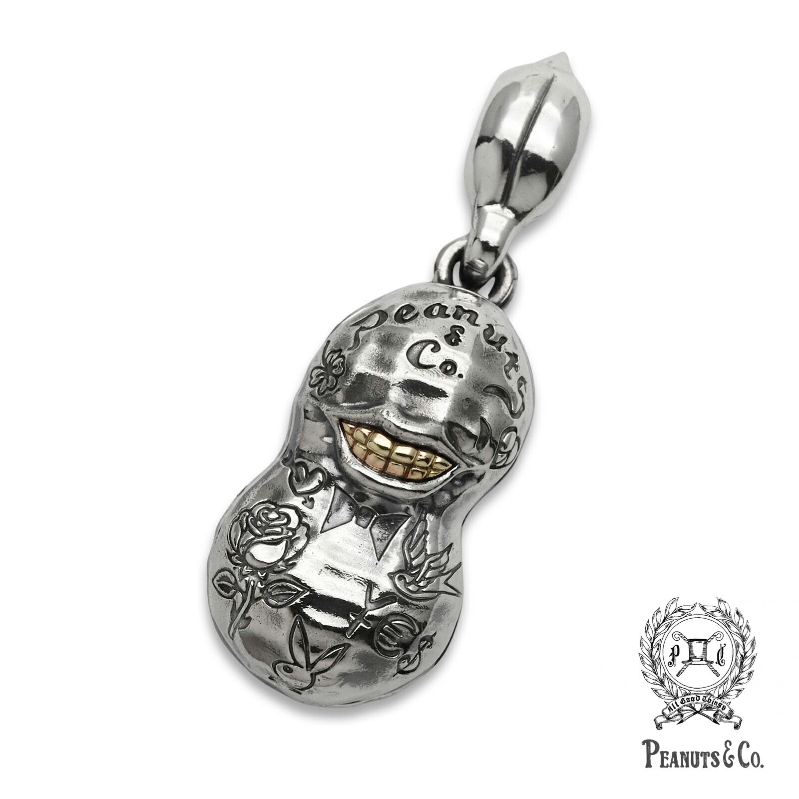 PEANUTS&CO. ピーナッツカンパニー 【 NORMAL TATTOO PEANUTS ( slide ) Silver × K10 Yellow Gold L Size タトゥー ピーナッツ スライド ( シルバー × イエローゴールド )】[ 正規品 ] ペンダントトップ キーチャーム 刺青 プレゼント メンズ レディース 【 送料無料 】