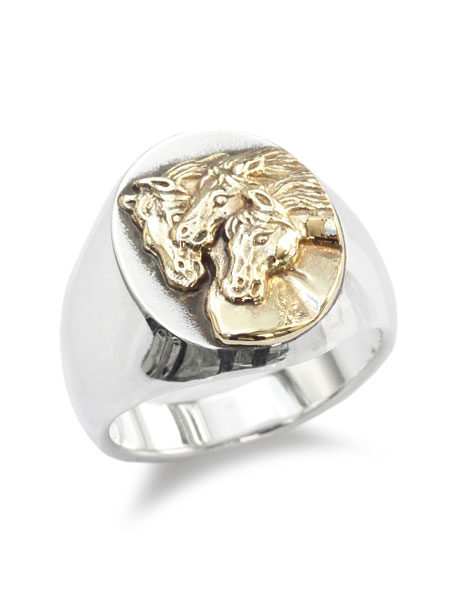 PEANUTS&CO. ピーナッツカンパニー 【 PHARAOHS HORSES RING OVAL (L / Silver × K10 Gold) / ファラオホースリングオーバル(シルバー × K10ゴールド) 】[ 正規品 ] 指輪 金 シルバー925 銀 プレゼント メンズ レディース 馬 ウマ 【 送料無料 】