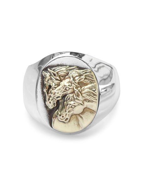 PEANUTS&CO. ピーナッツカンパニー 【 PHARAOHS HORSES RING OVAL (L / Silver × K10 Gold) / ファラオホースリングオーバル(シルバー × K10ゴールド) 】[ 正規品 ] 指輪 金 シルバー925 銀 プレゼント メンズ レディース 馬 ウマ 【 送料無料 】