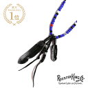 ROOSTERKING & CO. ルースターキング&カンパニー 【 ジョニーデップ レザーフェザー&ビーズ ネックレス ※Blue Beads Custom 】[ 正規品 ] ペンダント ホワイト ディアスキン インディアン シルバー レッド ブルー ブラック 鹿革 メンズ 【 送料無料 】