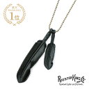 ROOSTERKING & CO. ルースターキング&カンパニー 【 Leather Feather necklace (Black) レザーフェザーネックレス ブラック 】[ 正規品 ] ペンダント ディアスキン インディアン ゴールド ボールチェーン 紐 黒 金 真鍮 メンズ レディース 【 送料無料 】