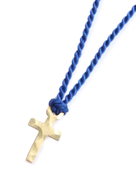 楽天アクセサリー its 12 midnightON THE SUNNY SIDE OF THE STREET オン ザ サニー サイド オブ ザ ストリート 【 10K Tiny Cross Necklace （Blue Silk） イエローゴールドタイニークロスネックレス 】[ 正規品 ] ブルーシルク ペア ギフト プレゼント ユニセックス メンズ レディース