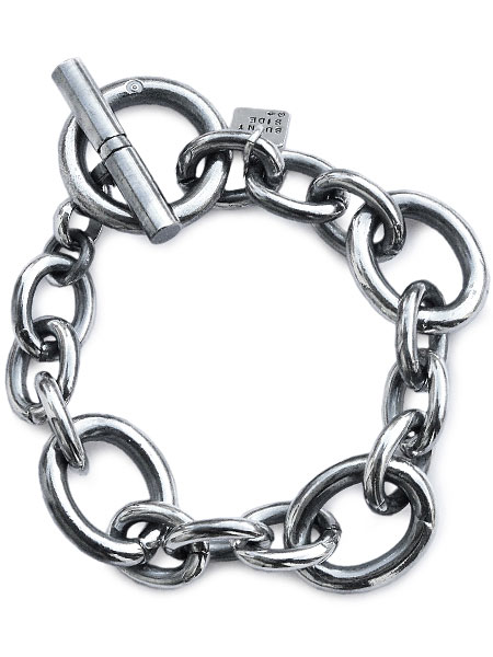 【ON THE SUNNY SIDE OF THE STREET】Oval Long & Short Chain Bracelet (Silver)