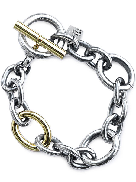 【ON THE SUNNY SIDE OF THE STREET】Oval Long & Short Chain Bracelet (Silver w/Gold)