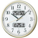 【SEIKO】セイコー 電波掛時計(温湿度計・カレンダー付) 夜でも見える 自動点灯タイプ KX384S