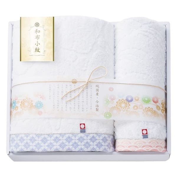 乐天商城 - 和布小紋 バス1P・フェイスタオル1PWFK-026A PU