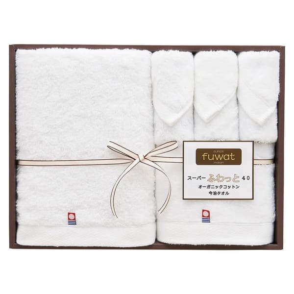 Rakuten - スーパーふわっと40 オーガニックコットン今治タオルセット ホワイト SUT10217WH