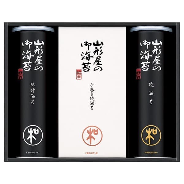 　　☆☆☆ 商品詳細 ☆☆☆ ●化粧箱入／約245×305×80mm ●内容／味付海苔10袋詰（8切5枚）・焼海苔10袋詰（8切5枚）・手巻き焼海苔2袋詰（2切5枚）×各1 ●アレルゲン／小麦