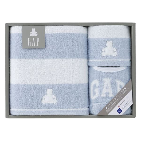 Rakuten - baby GAP ボーダーベア バス1P・ウォッシュタオル1P・スタイ1P ブルー 54-5039300