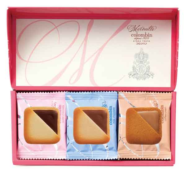 ☆☆☆ 商品詳細 ☆☆☆ ●セット内容／チョコサンドクッキー×15枚（スイートチョコレート・ミルクチョコレート・コーヒークリーム×各5枚） ●賞味期限／製造後210日 ●箱サイズ／82×180×48mm ●アレルゲン／卵・乳・小麦・大豆