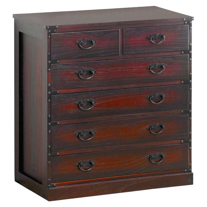 民芸調5段チェスト　T-005